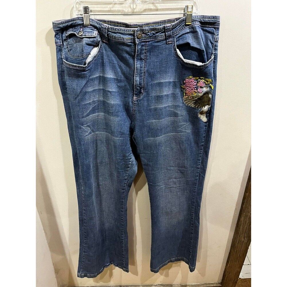 Crest Jeans Women's size 8 Blue High Rise Boot Cut Hummingbird Fairycore Boho